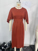 Elegant Office Lady Dresses O Neck Bat Sleeve Vestidos Women Spring Fall Temperament Slinky Dress Tailor-made T-Shirts