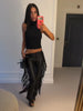 Y2k High Waist Fringe Faux Leather Flared Pants Women Side Tassel Design Slim Bootcut Leather Trouser Party Club Street Bottoms