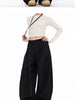 High Waist Women Suit Pants Straight Office Ladies Korean Trousers Casual Button Loose Female Black Pants