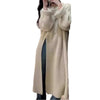 Side Slit Knitted Dress Women Autumn Winter Loose O Neck Pullover Oversize Long Sweater Dress Korean Solid Color Dresses