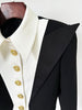 High Street Designer Jacket Women's Black White Color Block Double Collars Cropped Blazer