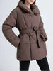 Women's Parkas Solid Color Warm Cotton Padded Coat Jacket Belt Gathered Waist Female Winter Clothing 2DB1775