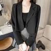 Korean Cropped Blazers Women Solid Color Simple Single-button Outwear Teens All-match Long Sleeve Office Suit Jacket