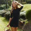 Patchwork Lace Half Sleeve Women Mini Dress Round Neck High Waist Pullover Dress Autumn Bodycon Casual Party Clubwear