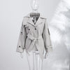 Tie Up Short Women 's Trench Coat Lapel Long Sleeve With Belt Oversize Windbreaker Female Spring Autumn Woman Outerwears