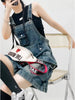 American Vintage Denim Overalls Women Wide Leg Jumpsuit Slim Fit Loose Design Youthful Style Short Romper