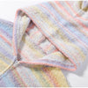 Hooded Rainbow Striped Knitted Cardigan Colorful Drop Shoulder Zipper Pockets Loose Sweater Autumn Women Sweet Casual Coat