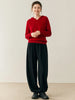 Women Cashmere Pants Autumn Winter Casual Loose Long Bloomers 100% Cashmere Knit Pants Chic Drawstring Pocket Cashmere Trousers