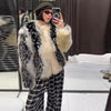 Street Faux Fur Panelled Women Short Coat Elegant O-neck Single Breasted Full Sleeve Female Outwear Winter Lady Jacket