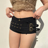 Punk Style Metal Buckle Ultrashort Pants Mall Goth Low Waist Skinny Shorts Cyber Y2K Streetwear Women Alt Pants