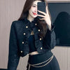 White Cropped Jackets for Women Korean Ruffles Double-Breasted Coat Ladies Elegant Chic Short Tweed Cardigans