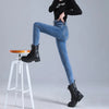 Women Thermal High Waist Jeans Winter Snow Warm Plush Stretch Jeans Lady Skinny Thicken Students Denim Pants Fleece Fur Trousers