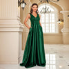 Elegant Sequins Evening Dress For Women Deep V-neck Satin Prom Party Green Dress Floor Length Blue Formal Gowns