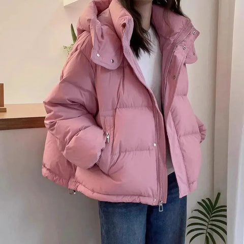 Parkas Women's Jacket Korean Autumn Winter Loose Hooded Thicken Warm Short Down Cotton Padded Coats Female Tops