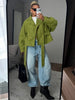 Lace Up Suede Jacket Women Lapel Full Sleeve Single-breasted Pocket Cropped Coat Spring Lady Daily Street Outerwear