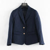 Preppy Style Slim Fit Solid Blazer Woman Double Button Turn-Down Collar Blazers Women Spring Autumn Basic Student JK Suit Coat