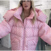 Autumn Winter Print Women's Cotton Jacket Loose Hooded Thicken Zipper Pockets Jackets Female Warm Full Sleeve Outwear