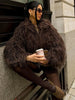 Brown Fluffy Faux Fur Jacket Women Lapel Long Sleeve Loose Warm Coat Winter Lady High Street Outerwear