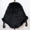 Women 100% Real Rabbit Fur Shawl Scarf With Fox Fur Collar Winter Warm Knitted Rabbit Fur Poncho Girls Party Accessories