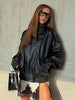 Women Autumn Jackets Asymmetric Button Pocket Long Sleeves Black Loose Zipper Jackets Female High Street Coats
