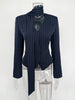 Women Elegant Striped Blazer Top Scarf Lace Up Patchwork Blazers Female Street Casual Commuting Jackets Coats
