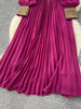 Spring Autumn French Sequin Nail Bead Long Sleeved Dress Women Elegant Temperament Birthday Party Pleated Long Dress C227