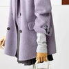 Women's Double-faced Woolen Coat Spring Autumn Suit Collar Double Breasted Long Sleeve Temperament Commuting Purple Jacket