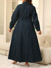 Plus Size Dresses for Women Denim Button Solid Long Elegant Maxi Dress Fall Winter Clothes
