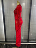 Sparkly Crystal Women Long Sleeve Sexy Mesh See Through Bodycon Long Dress Bar Singer Celebrate Performance Costumes Stage Wear