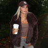 Women's Fur Coat Brown Artificial Fur Coat Women Winter Coats Fluffy Cropped Outerwears Hair Coat Warmth Plush Jackets
