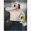 Mixed Color Fringed Round Neck Short Tweed Jacket Elegant Loose Women's Outwear Autumn Casual Street Daily Outfit