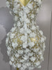 Women Evening Party Club Birthday Dress Pink Pearl Flower Mesh Sexy See Through Mini Dress Nightclub Photoshoot Stage Costumes