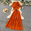 Elegant Rhinestone Pleated Skirt Sets Slim Party Club Vintage Dress American Women Clothes Two Piece Set 9R3018