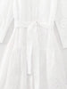Elegant Embroidered White Dress Women Chic Lapel Long Sleeve High Waist Lace Up Maxi Dresses Female Hollow Out Vestidos