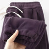 Women Fleece Lined Trousers Fall Winter Wearable Worn Resistant Cuffed Pants Loose High Waist Long Warm Casual Trousers