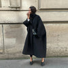 Women's Elegant Autumn Winter Overcoat Bat Sleeve Loose Solid Long Jacket Stand Collar Outwears Female Streetwears