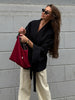 Chic Black Lace Up Jackets With Belt Women V-neck Long Sleeve Lace Up Loose Coats Autumn Casual Street Daily Outerwear