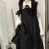 Dress Sets Women Peter Pan Collar Flared Sleeve Shirt + Square Collar Japanese Dress Two-piece Suit Girl