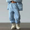 Striped Cotton Jacket Two‑piece Set Women Hooded Zip‑up Coat Wide‑leg Pants Suit Autumn Winter Daily Commute Outfit