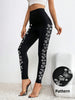 Women‘s Black Leggings with Butterfly Side Design, High Waist Sparkling Rhinestone Leggings, Stretchy for Streetw