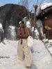 Women's Winter Fleece Warm Pants Harajuku Letter Embroidery Loose Thicken Snow Trousers Vintage Y2K Street Hip Hop Cargo Pants