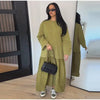 Solid Color Loose Fit Flare Sleeve Tiered Dress Crew Neck Ruffle Hem Pleated Long Maxi Dresses Spring Chic Casual Outwear