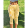 Women Capri Pants Elastic High Waist 3/4 Length Slim Fit Trousers y2k Aesthetic Plaid Print Slit Cropped Leggings Casual Daily
