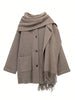 Women Elegant Knitted Cardigan Coats With Scarf Single Breasted Long Sleeve Jackets High Street Lady Chic Outerwear