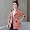 Women's Trench Coats Spring Autumn Jackets Lined Casual Coat Suit Collar Women Korean Women's Jacket Slim Pink