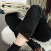 Women's Winter Fleece Warm Jeans Retro Elastic Thickened Comfortable Straight Korean Casual Female Velvet Denim Pants