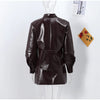 PU Leather Women Coat Skirt Suits Button Long Sleeve Lapel Female Jacket Sets Autumn Bodycon Mini Skirts 2 Pieces Outfits