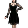 Women's Bandeau Long-sleeved Solid Color Dark Gothic Sexy Lace Stitched Dress