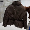 Casual Solid Women's Cotton Coats Back Zippers Stand Collar Thicken Waist Jackets Autumn Winter Lady Outwear