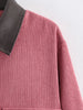 Spring Pink Casual Jacket Women's Loose Fit Streetwear Front Zipper Pockets Lounge Wear Daily Outerwear